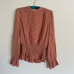 Tilly's Mauve Lace-Trim Peasant Blouse